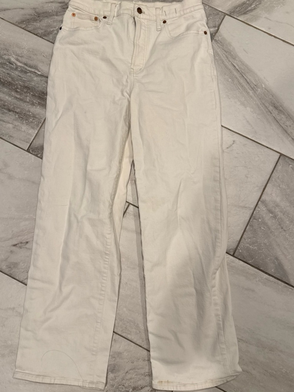 Madewell Casual High-Waist Straight Leg White Jeans